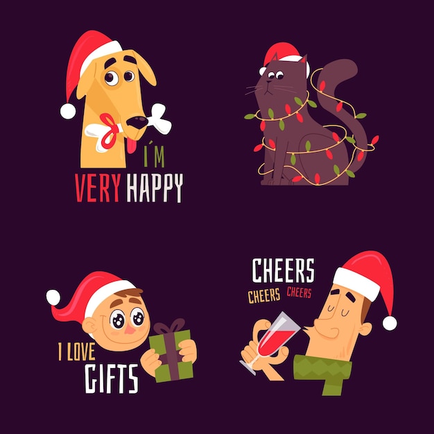 Vecteur gratuit collection de badges de noël