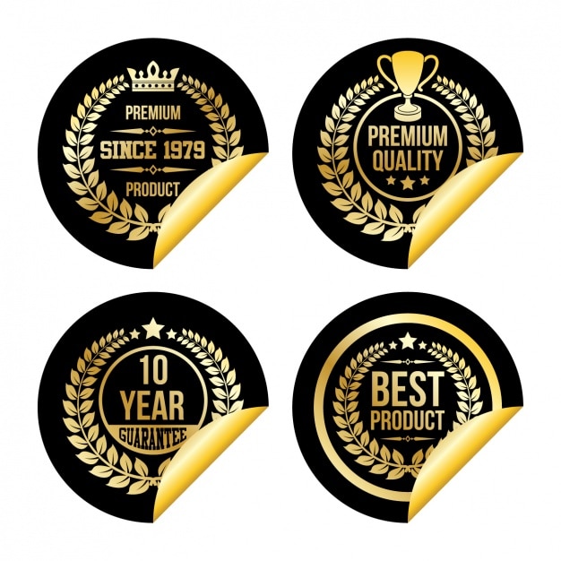 Vecteur gratuit collection de badges d'or