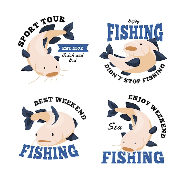 Vecteur gratuit collection de badges de pêche