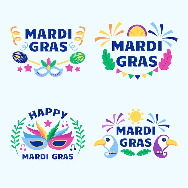 Collection De Badges Plats Mardi Gras