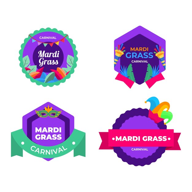 Collection De Badges Plats Mardi Gras