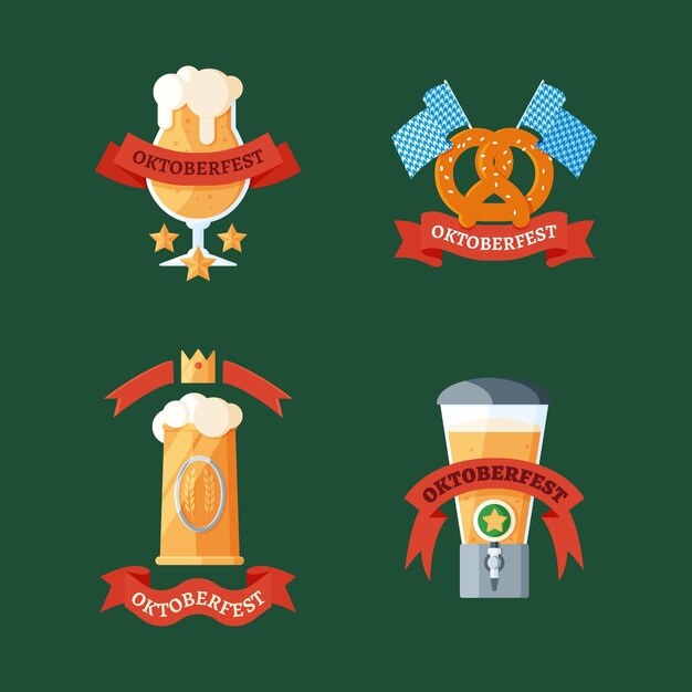 Vecteur gratuit collection de badges plats oktoberfest