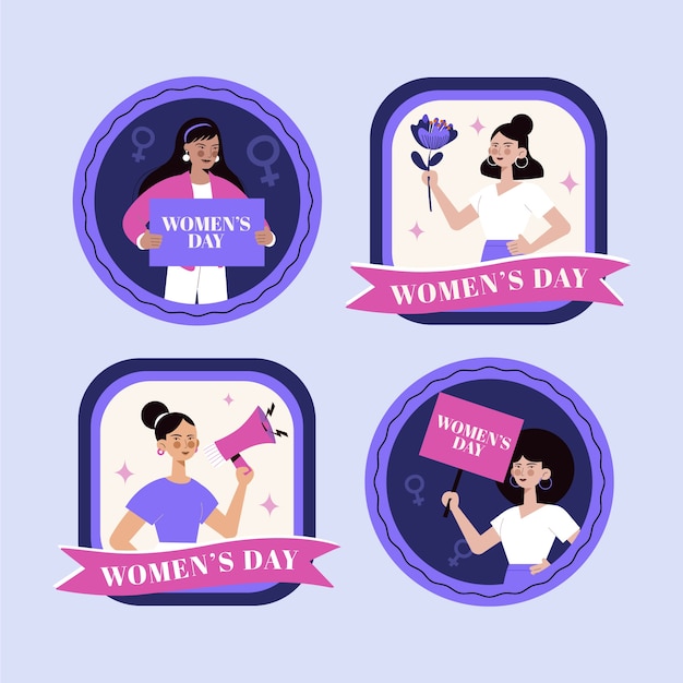 Collection De Badges Plats Pour La Journée Internationale De La Femme