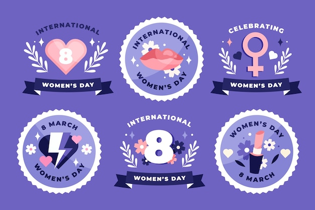 Collection De Badges Plats Pour La Journée Internationale De La Femme