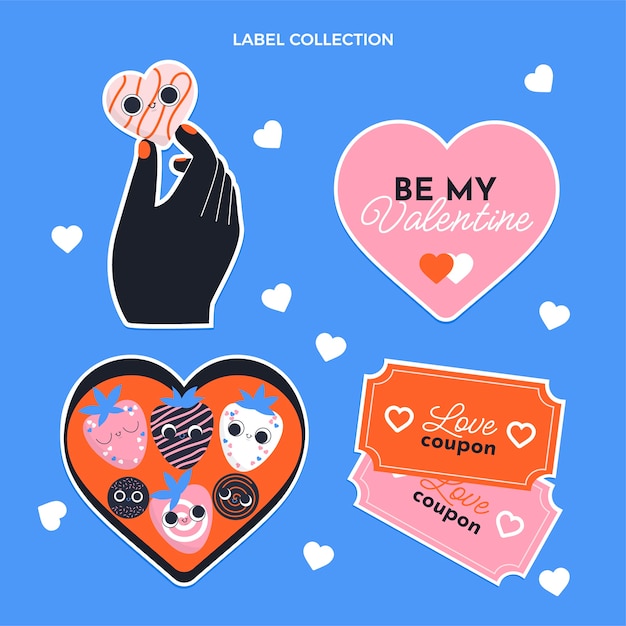 Vecteur gratuit collection de badges plats pour la saint-valentin