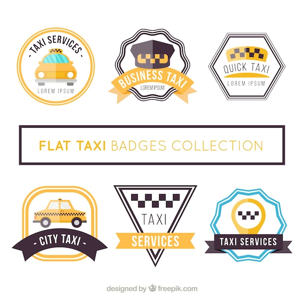 Collection De Badges Plats Pour Les Services De Taxi