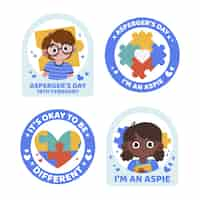 Vecteur gratuit collection de badges pour la journée internationale d'asperger