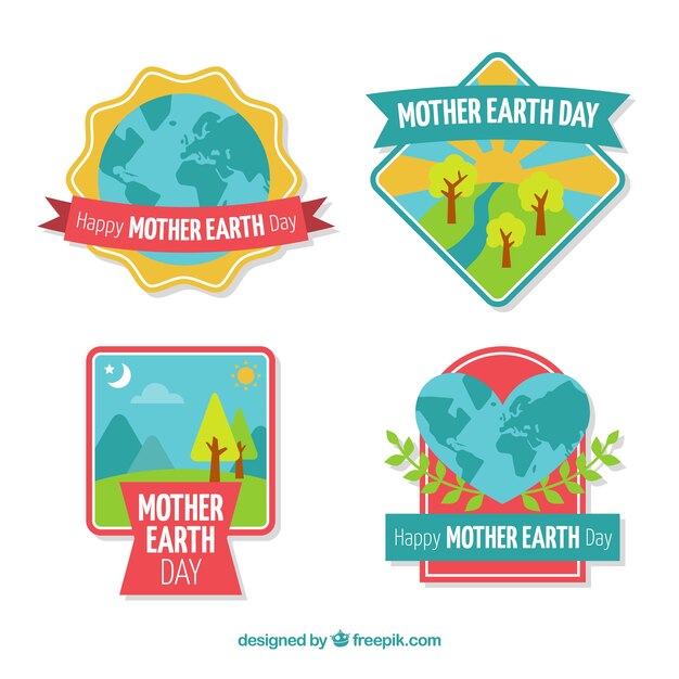 Collection De Badges Pour La Journée Internationale De La Terre