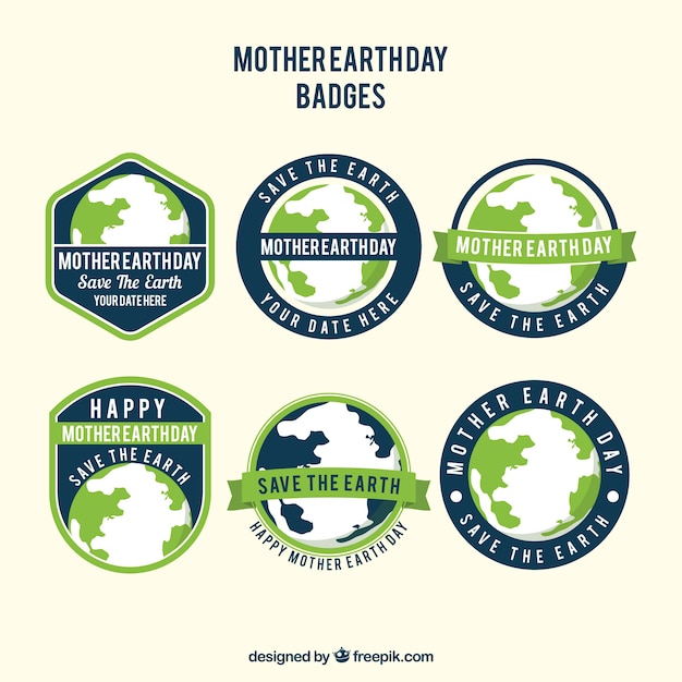 Vecteur gratuit collection de badges pour la journée internationale de la terre