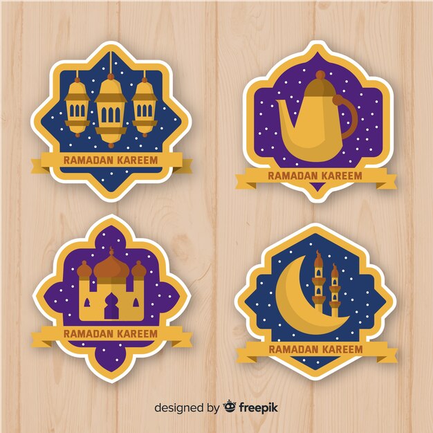 Vecteur gratuit collection de badges ramadan plats