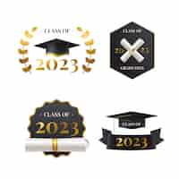 Vecteur gratuit collection de badges réalistes pour la promotion 2023