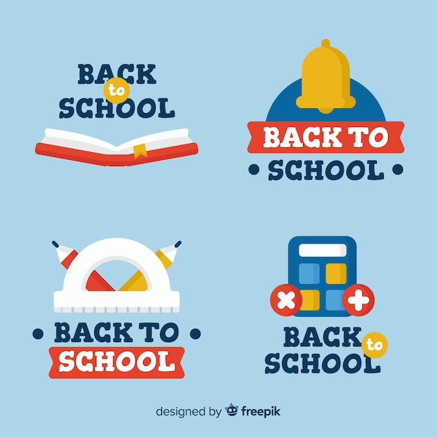 Vecteur gratuit collection de badges de retour à l'école