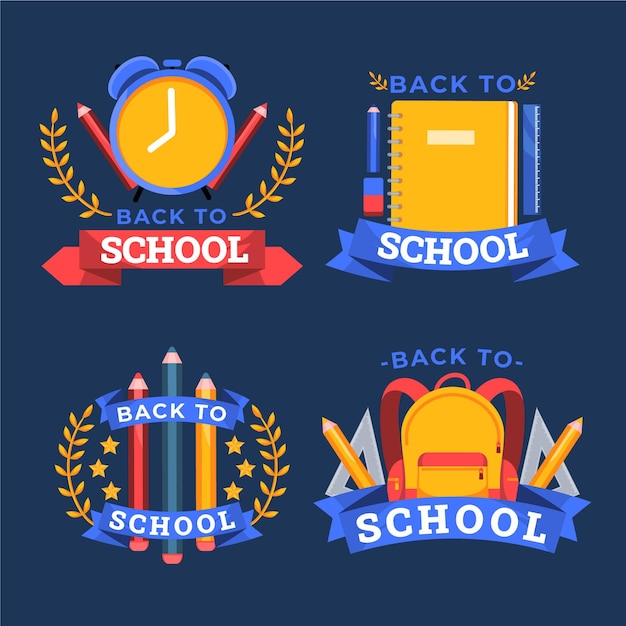 Vecteur gratuit collection de badges de retour à l'école