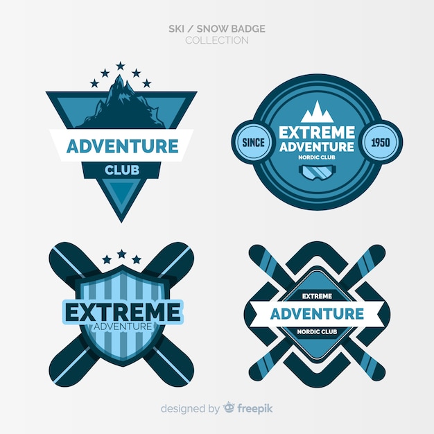 Vecteur gratuit collection de badges de ski et de neige