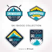 Vecteur gratuit collection de badges de ski