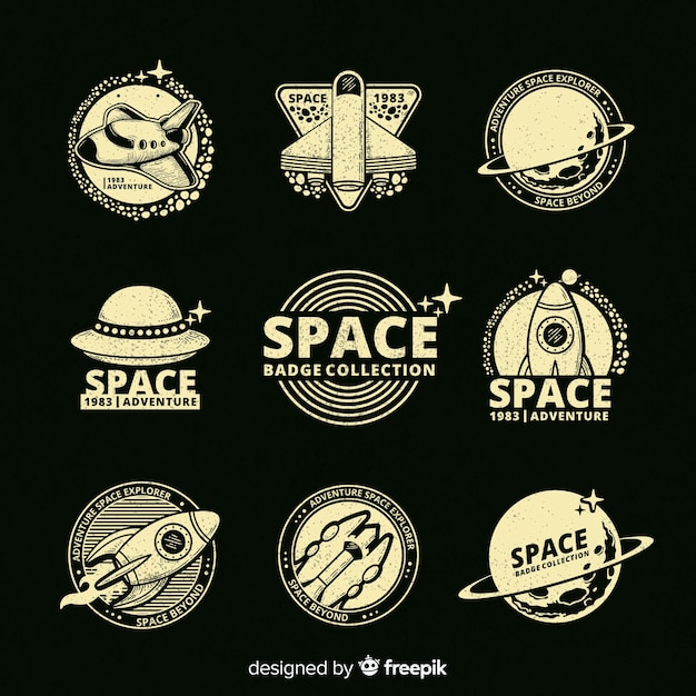 Vecteur gratuit collection de badges spatiaux