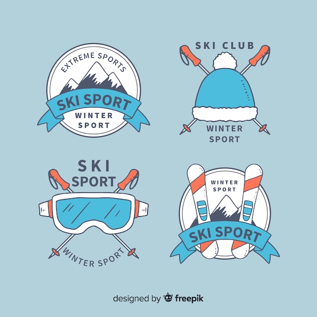 Vecteur gratuit collection de badges de sport de ski