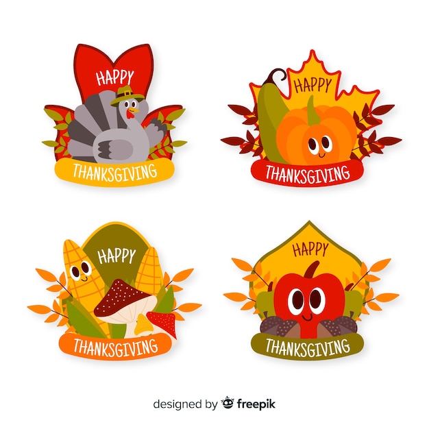 Collection De Badges De Thanksgiving Dessinés à La Main