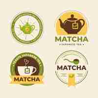 Vecteur gratuit collection de badges de thé matcha