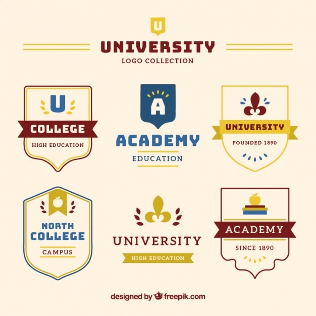 Vecteur gratuit collection de badges université dans un style élégant