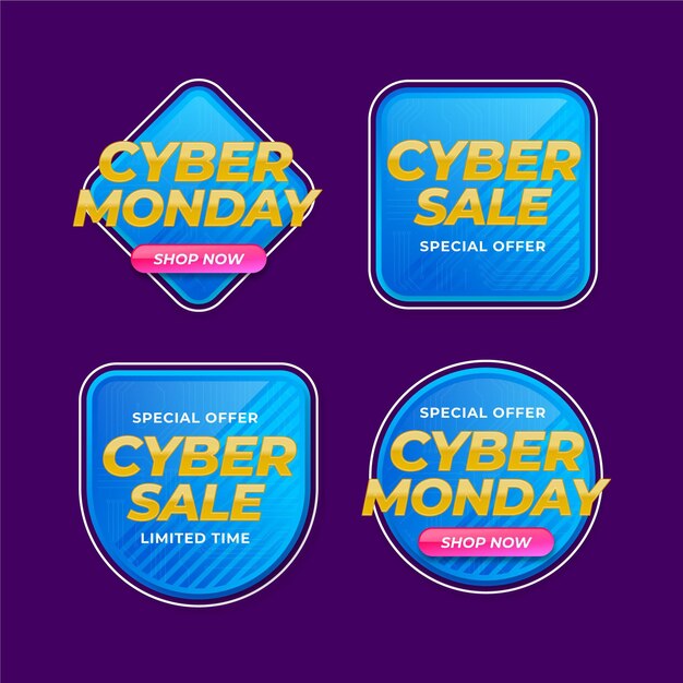 Collection De Badges De Vente Cyber Lundi Dégradé