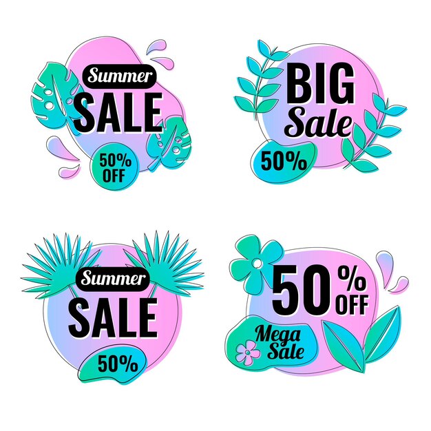 Collection De Badges De Vente Design Plat