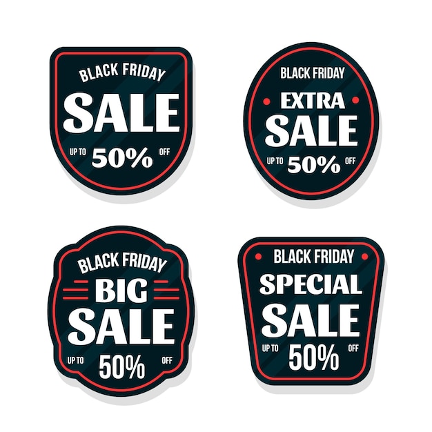 Vecteur gratuit collection de badges de vente de vendredi noir plat