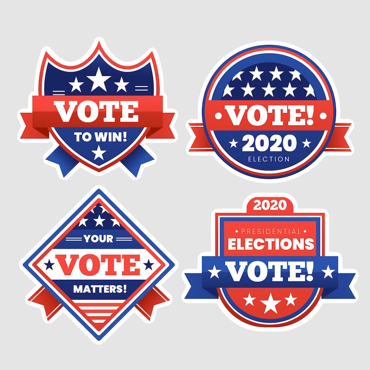 Vecteur gratuit collection de badges de vote