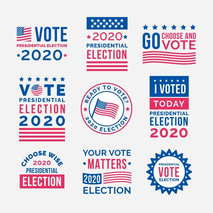 Vecteur gratuit collection de badges de vote