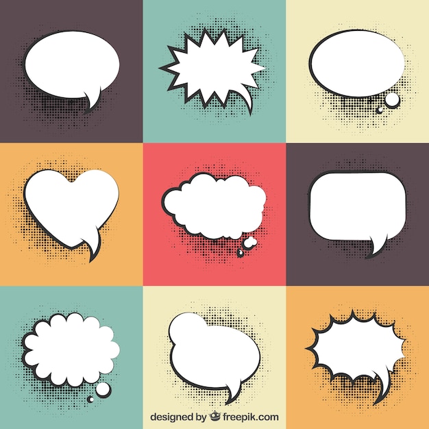 Collection de ballon de dialogue avec effet demi-teinte