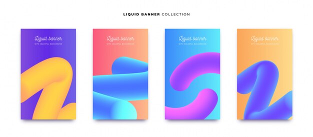 Collection de bannière liquide colorée avec des arrière-plans vibrants