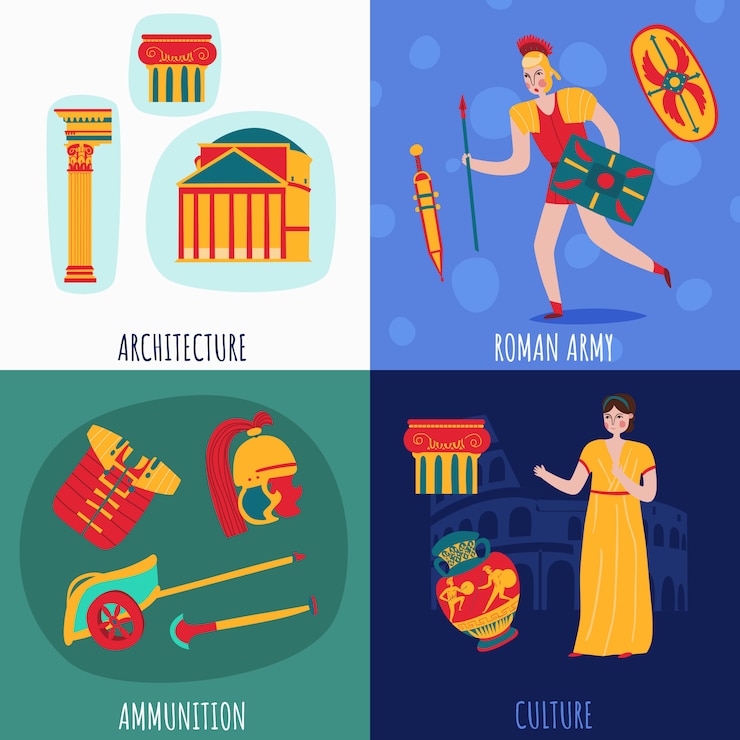 Vecteur gratuit collection de bannières de l'empire de rome antique
