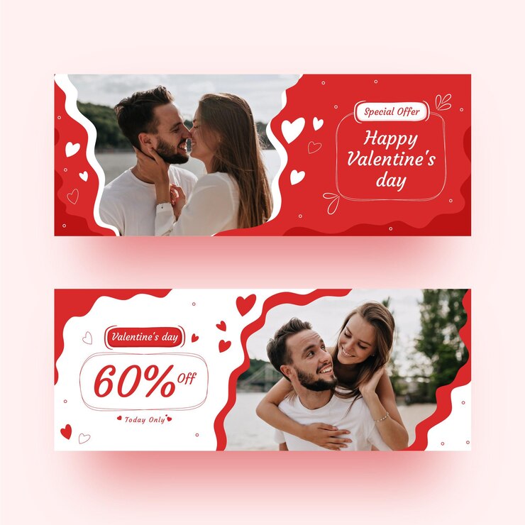 Vecteur gratuit collection de bannières modernes de la saint-valentin