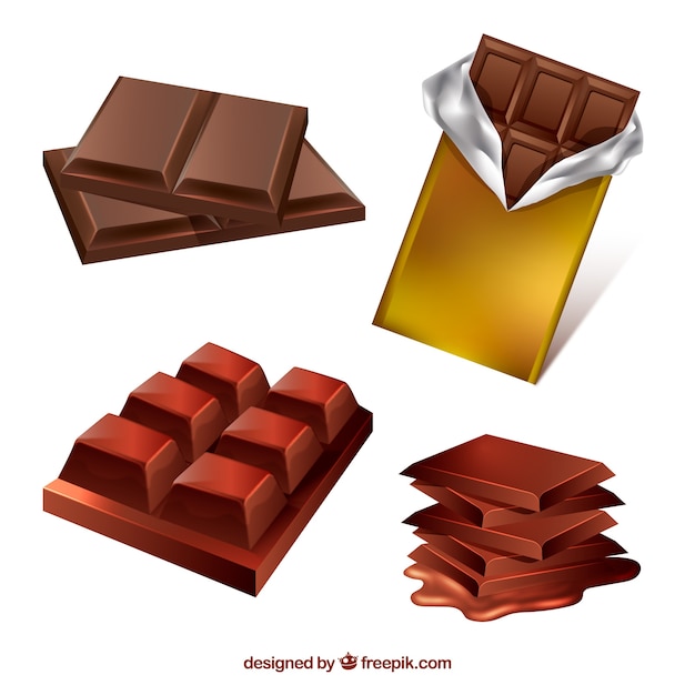 Collection de barres de chocolat dans un style réaliste