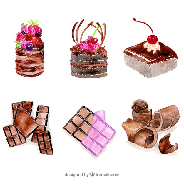 Collection de barres de chocolat et de desserts