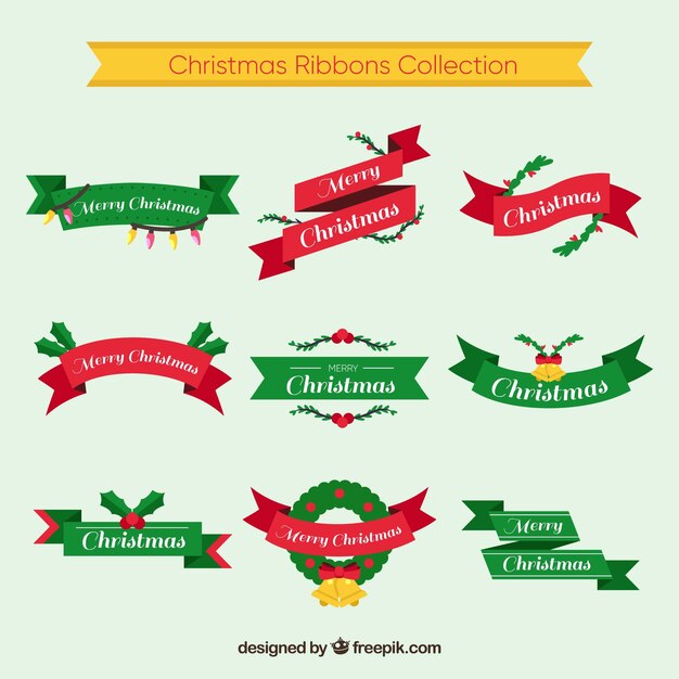 Collection de beau ruban de Noël