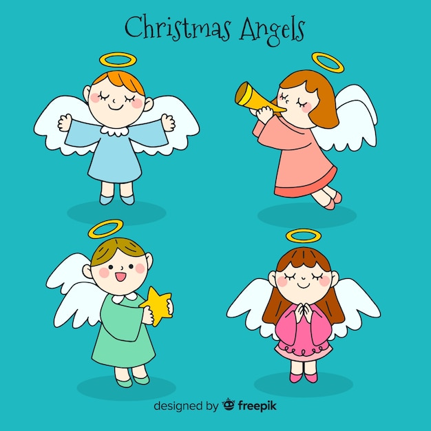 Collection De Beaux Anges De Noël Dessinés à La Main