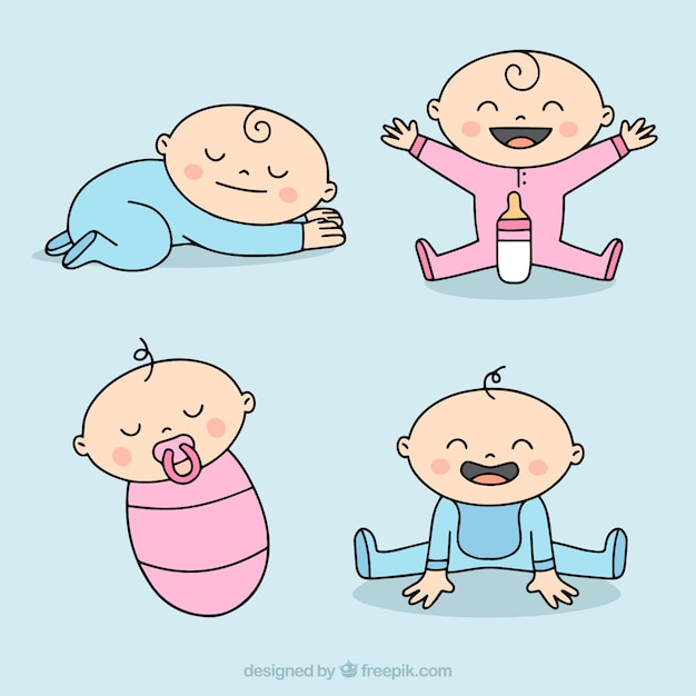 Vecteur gratuit collection de bébés dans le style dessiné à la main