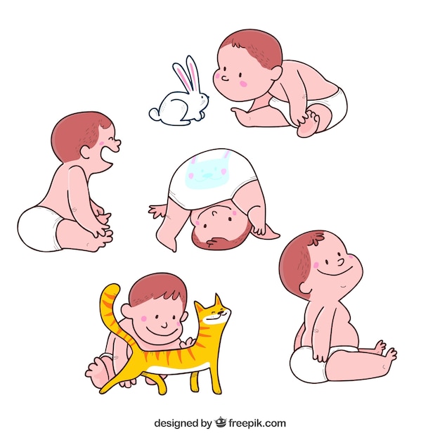 Collection de bébés dans le style dessiné à la main