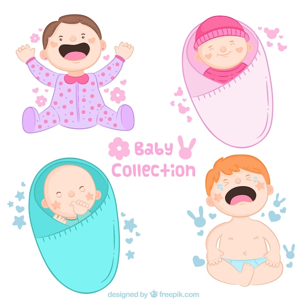 Collection De Bébés Dans Le Style Dessiné à La Main