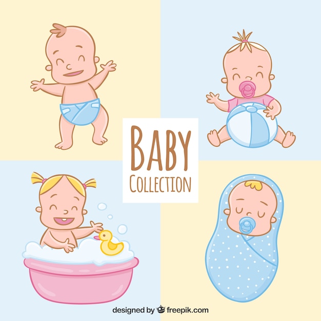 Vecteur gratuit collection de bébés heureux