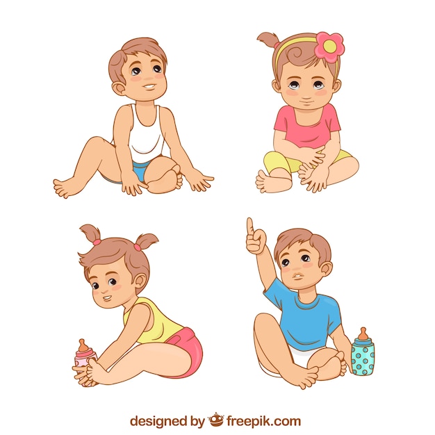 Collection De Bébés Mignons Dans Différentes Poses