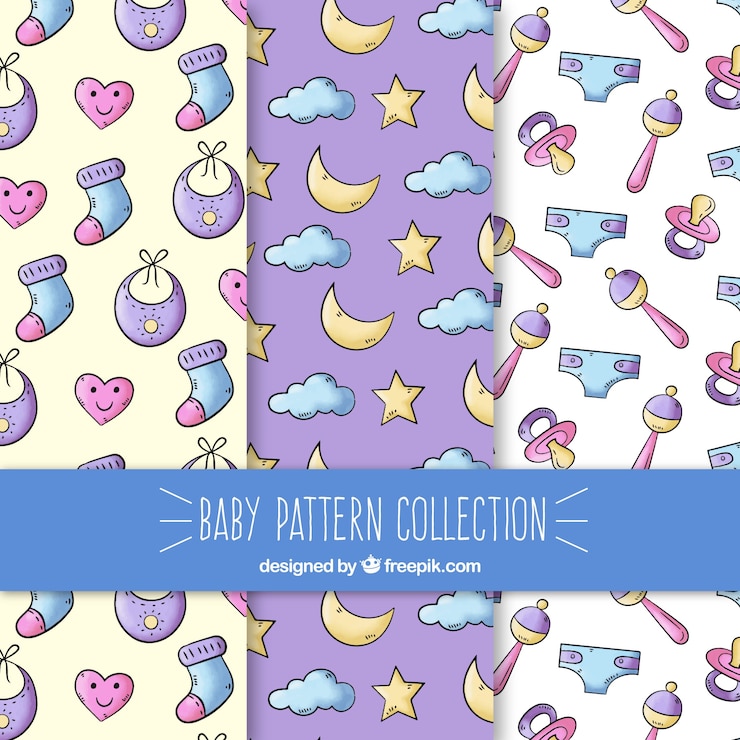 Vecteur gratuit collection belle de motifs de bébé