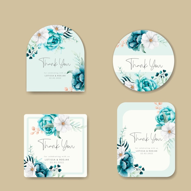 Vecteur gratuit collection de belles étiquettes de mariage floral aquarelle