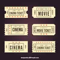 Vecteur gratuit collection de billets de cinéma d'époque