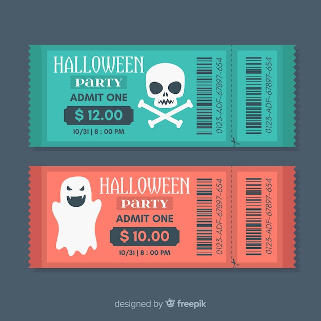 Vecteur gratuit collection de billets pour la fête d'halloween