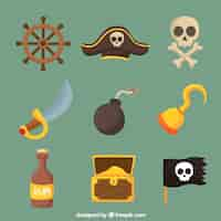 Vecteur gratuit collection de bombes et d'autres éléments pirates