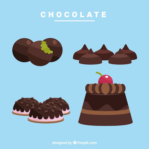 Vecteur gratuit collection de bonbons au chocolat noir