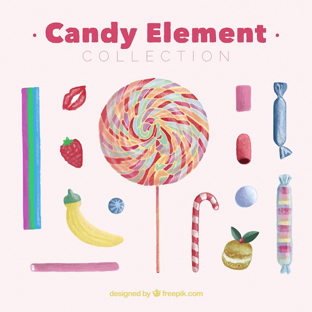 Vecteur gratuit collection de bonbons colorés dans un style dessiné à la main