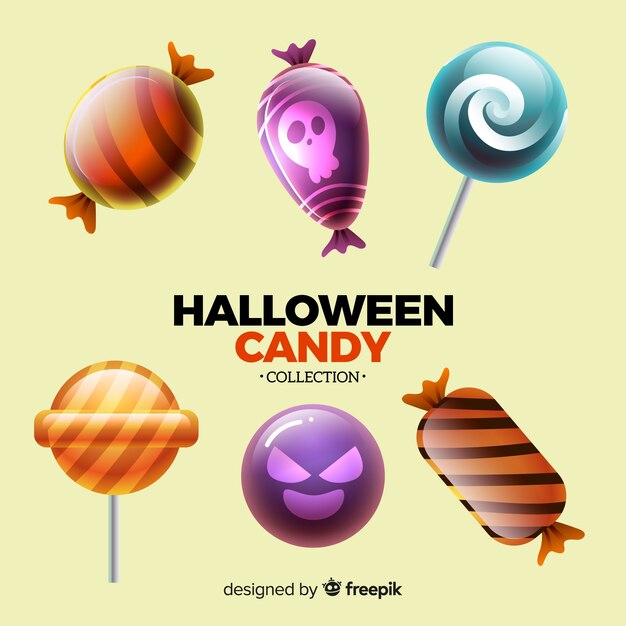 Collection de bonbons colorés d&#39;Halloween avec un design réaliste